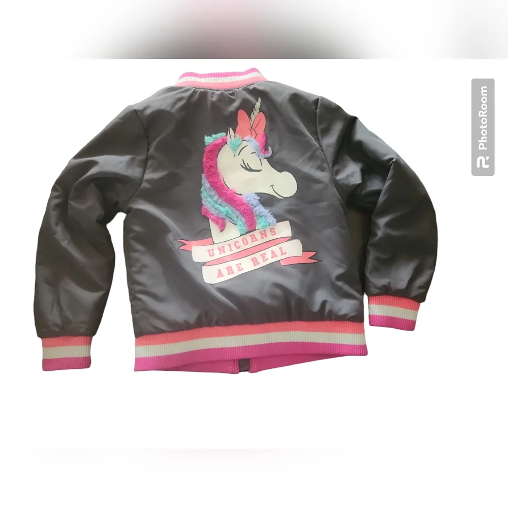 Minnie Mouse Disney Girls Pink Gray Jacket Sz 6-6X Coat